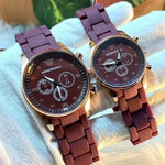 Unisex Couple Watch Set in Premium Rubber Strap Best for Gifts
