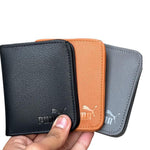 Men's Leather Wallet Black Orange Gray with Puma Logo