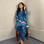 2 Pcs Women's Stitched Arabic Lawn Printed Suit (Leaf)