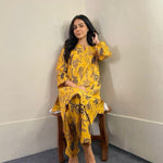 2 Pcs Women's Stitched Arabic Lawn Printed Suit (Leaf)